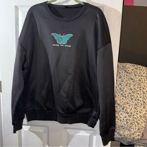 SHEIN Black Sweater with Blue Butterfly